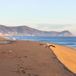 La plage de sable doré de Martil au pied des montagnes du Rif