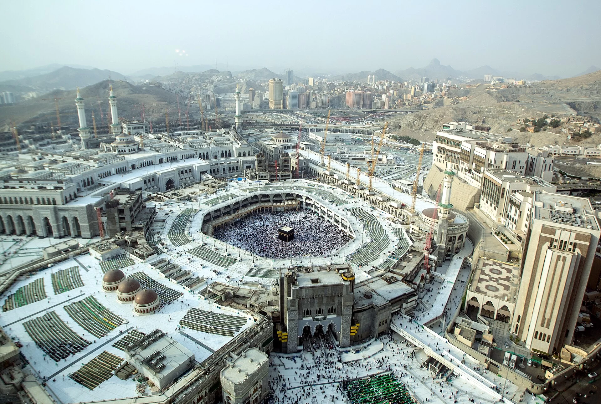 Vue aérienne de la Grande Mosquée et de la Kaaba à La Mecque, en Arabie saoudite