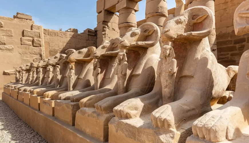 L'allée des béliers du temple de Karnak en Égypte